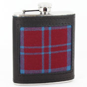 Hip Flask, Tartan and Leather, Lindsay Tartan